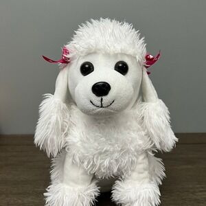 Kellytoy White‎ Poodle with Pink Bows Puppy Dog Plush